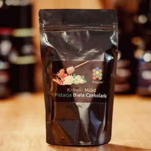 Krówki miód pistacja biała czekolada